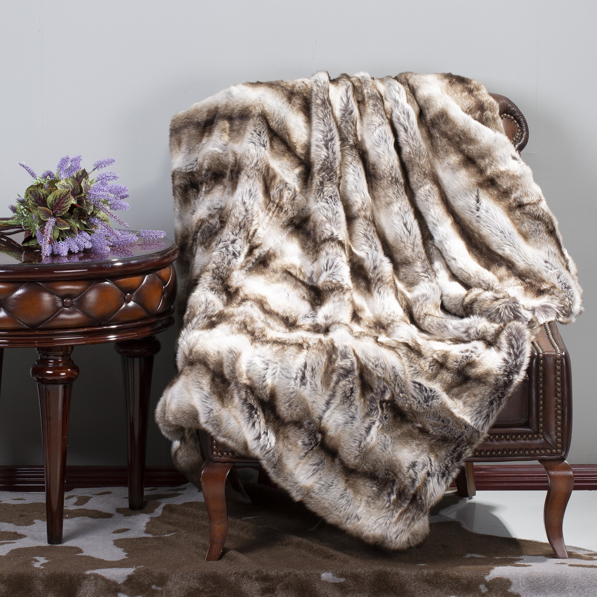 Acrylic faux fur throw
