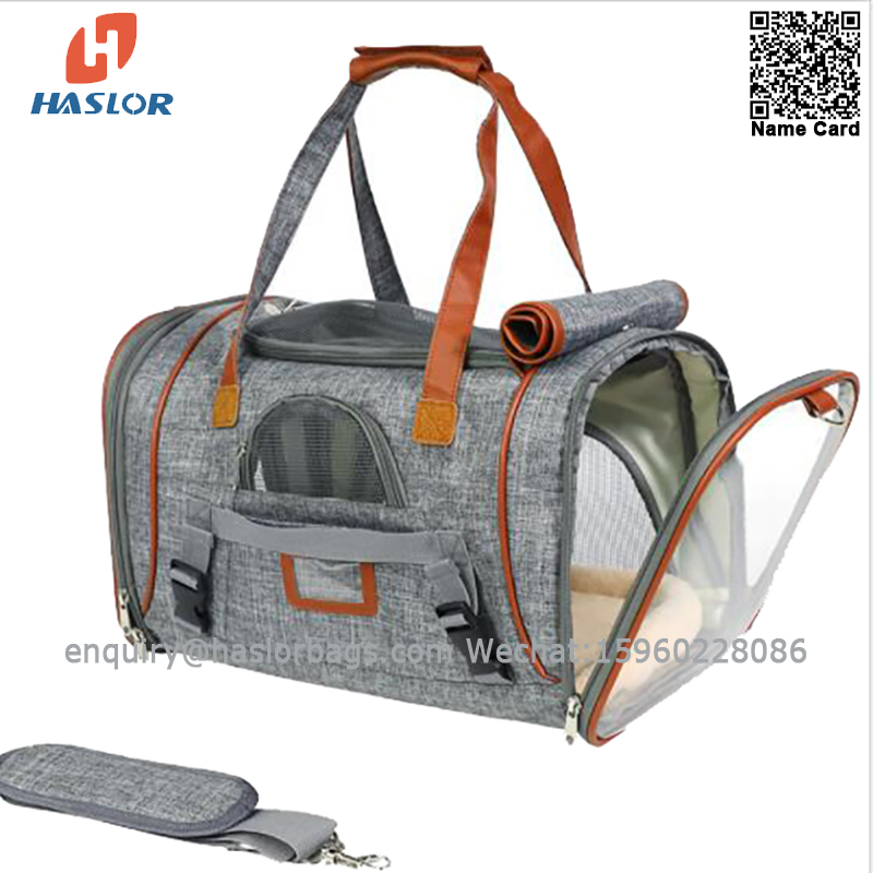 0308#K haslor Hot Sale Custom Soft-Sided Pet Travel Bag ,Foldable Pet Carrier bag ,Pet Travel Bags for Cats and Dogs
