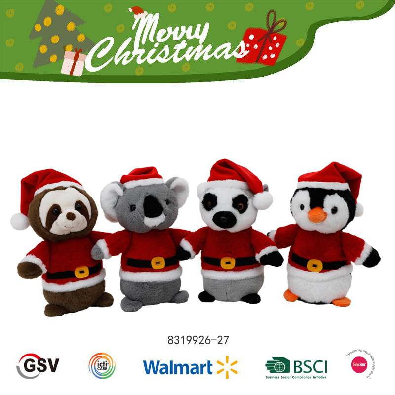 Christmas Animals Sloth Koala Raccoon Penguin Gtst Plush Toy(8319926-27)