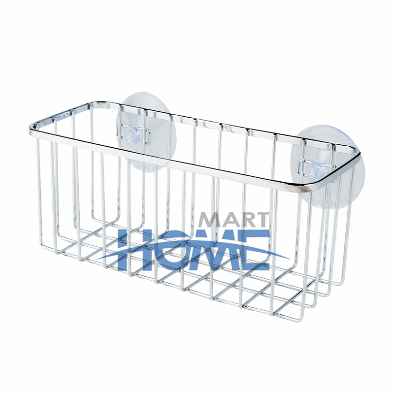 Wall Mount Storage Basket Iron Wire Multifunctional Bathroom Suction Cup Shampoo Rack Household Kitchen Space Saving Basket