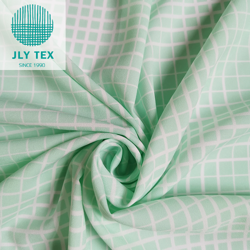 Chiffon Nano Velvet Green Small Square Print