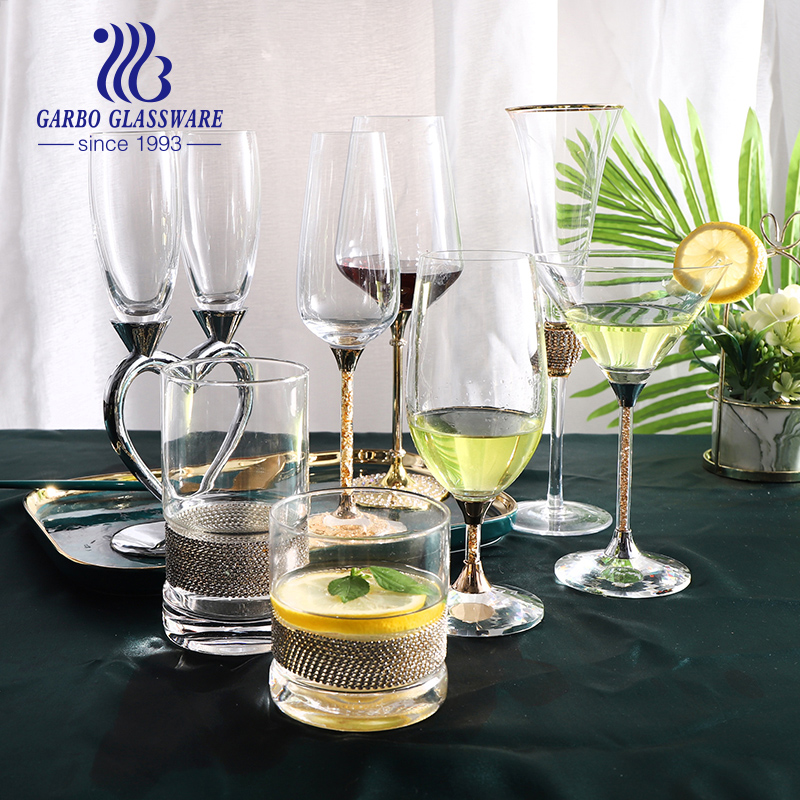 6 OZ high-quality lead-free crystal glass goblet luxurious gift for wedding with metal stem