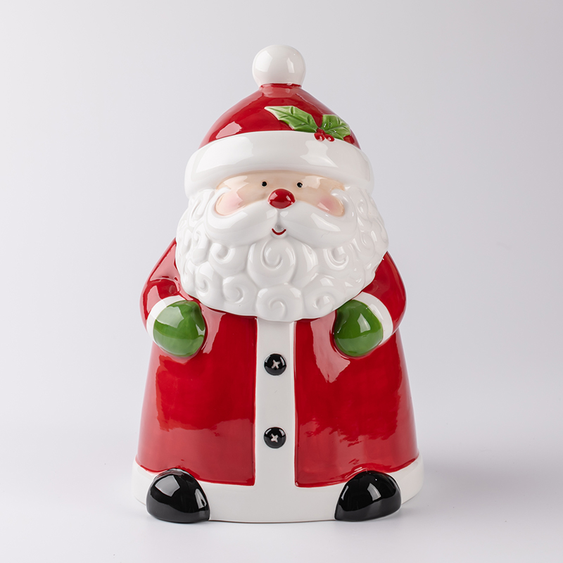 Hand Painted Ceramic Santa Cookie Jar
