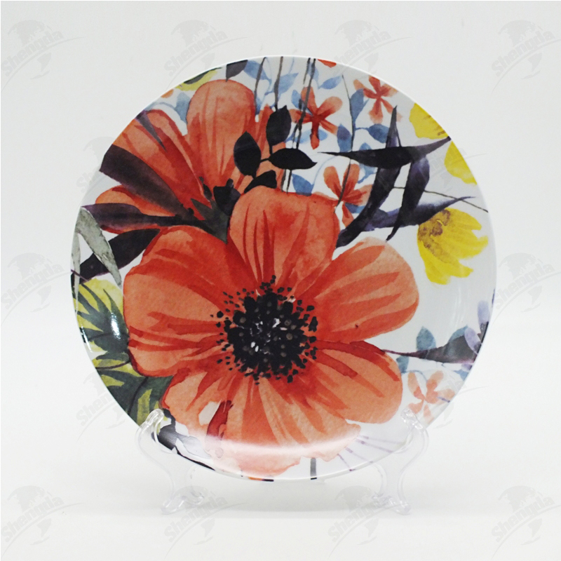 10.5" dinner plat with watercolor flower design