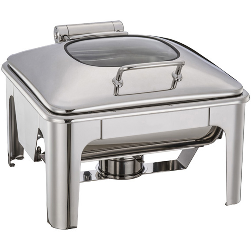 2/3 Size Chafing Dish With Glass Window Lid