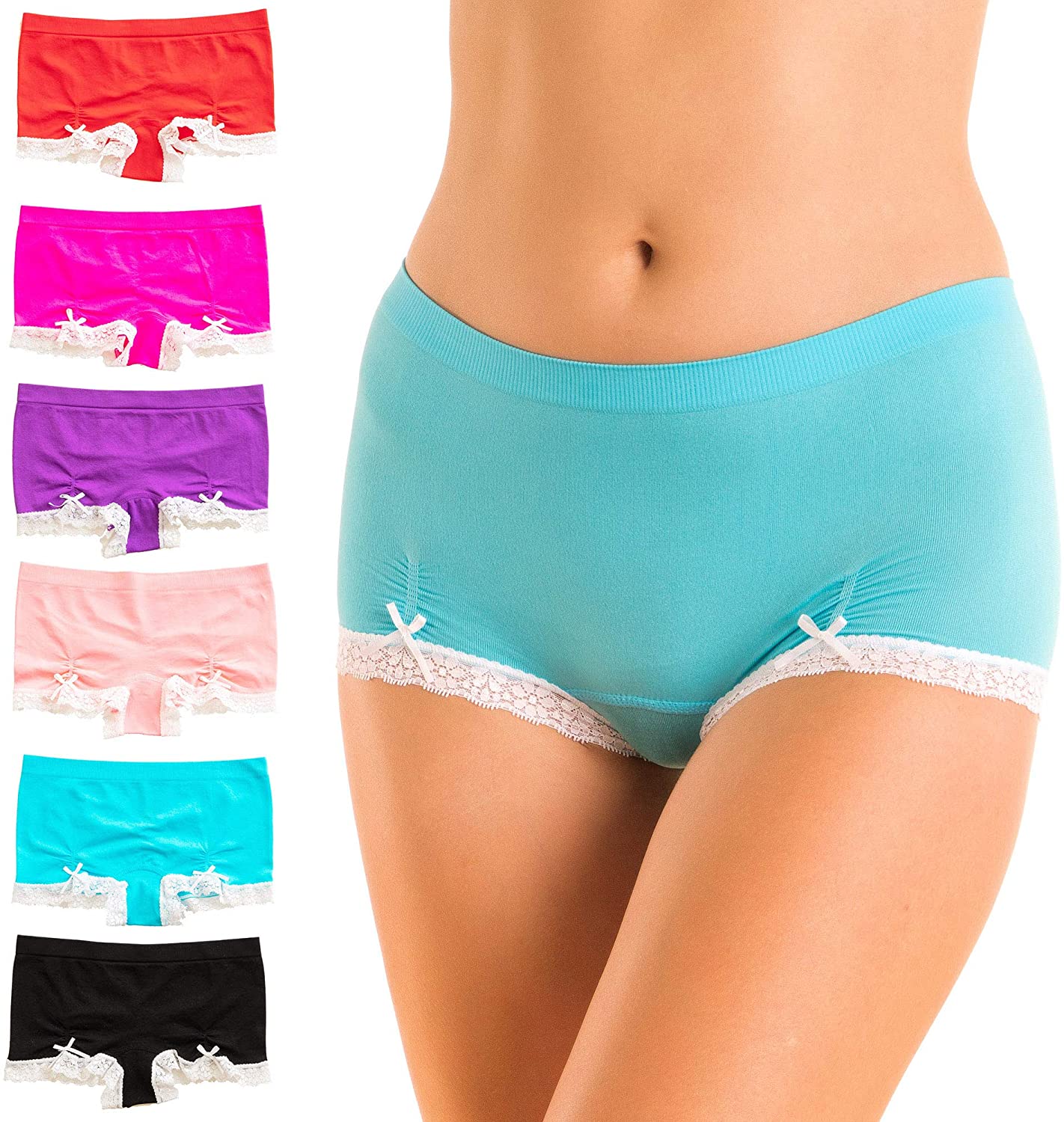 Lady Seamless Boyshort Panty with lace