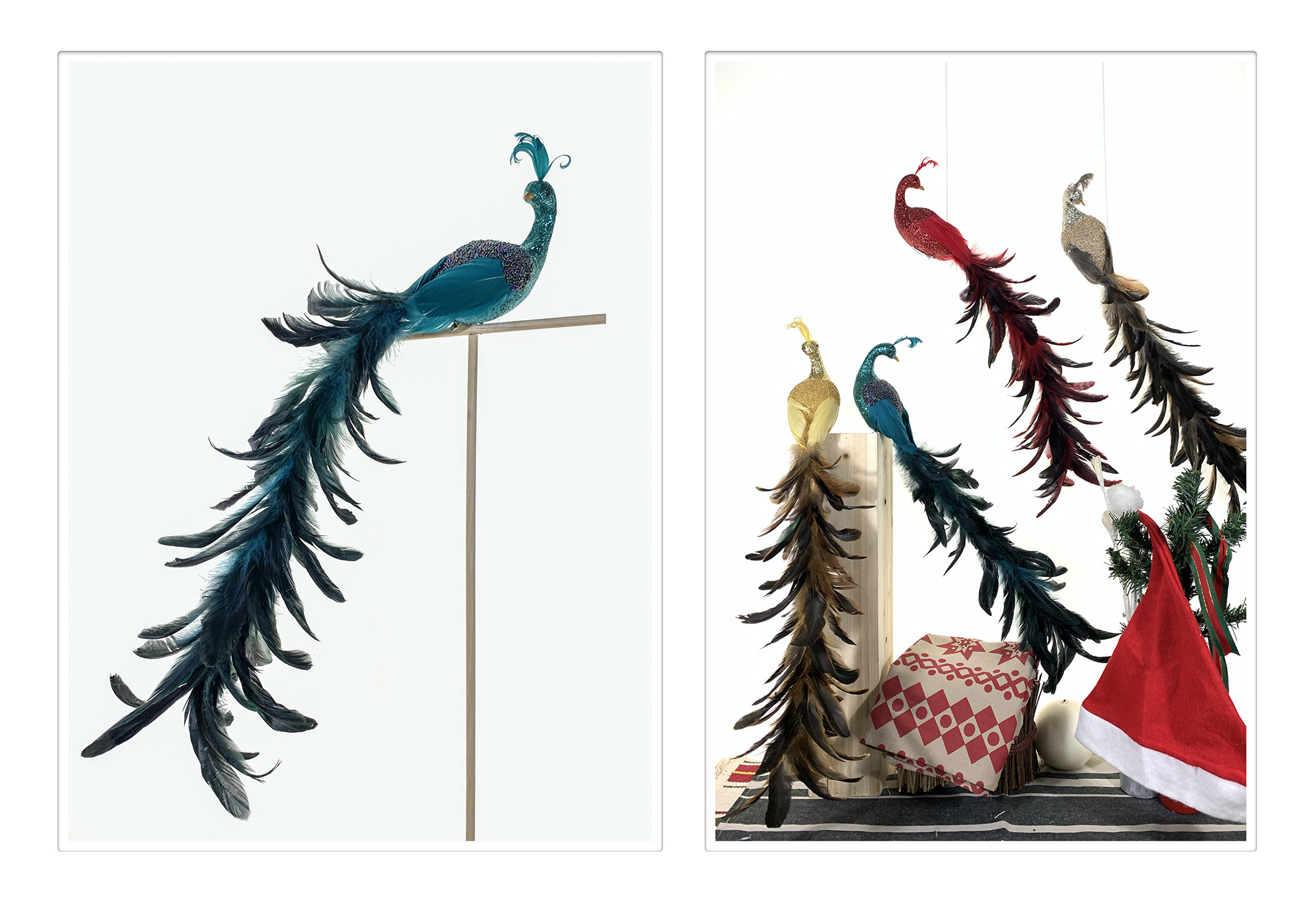 01 Christmas Ornament Christmas Decoration Peacock Christmas Figurine Natural Christmas Tree Gifts