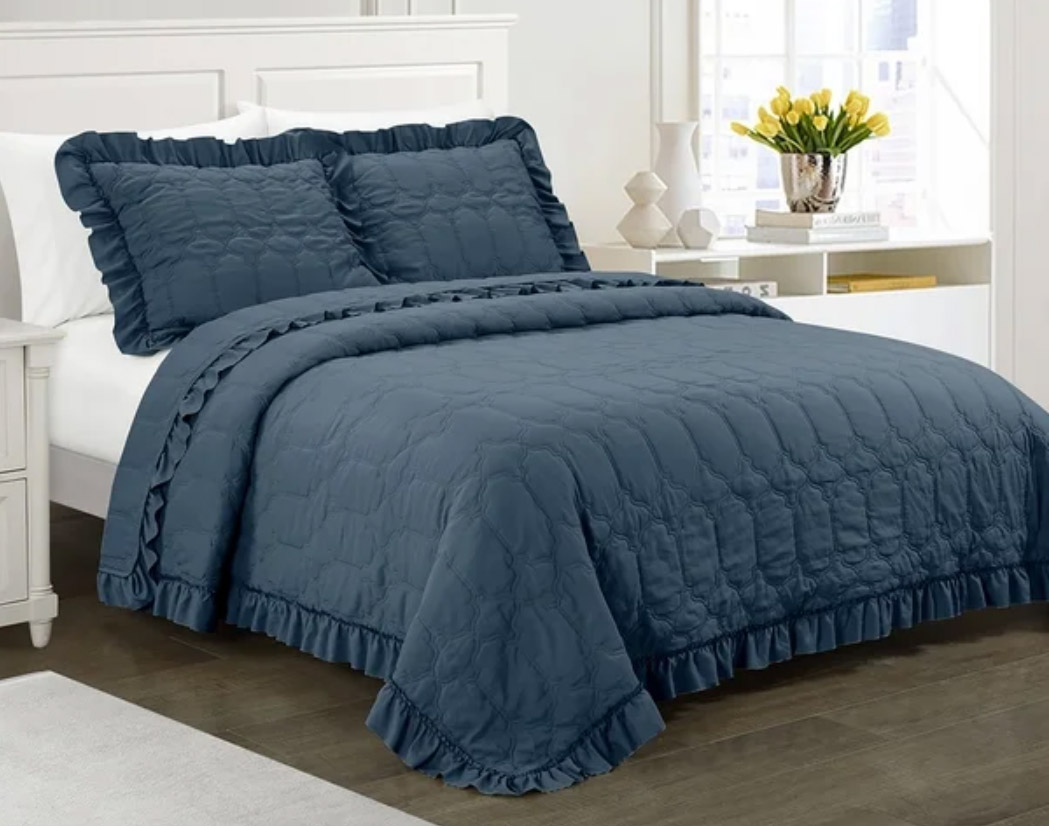 3pcs microfiber soft washed quilt