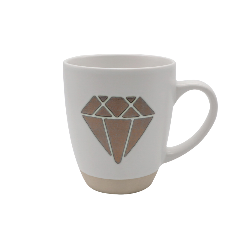 ZH-1976stoneware mug with stamp designs 350cc mug