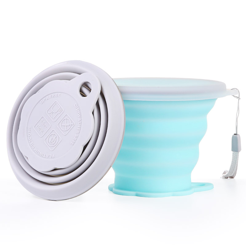 KEAN Custom Print Recycled Folding Silicone Leakproof Eco Friendly Collapsible Travel Mug