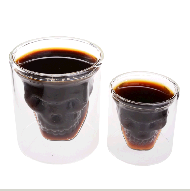 Hot Sale 25ml 80ml 150ml 200ml Double Wall Cup with Skull Shape