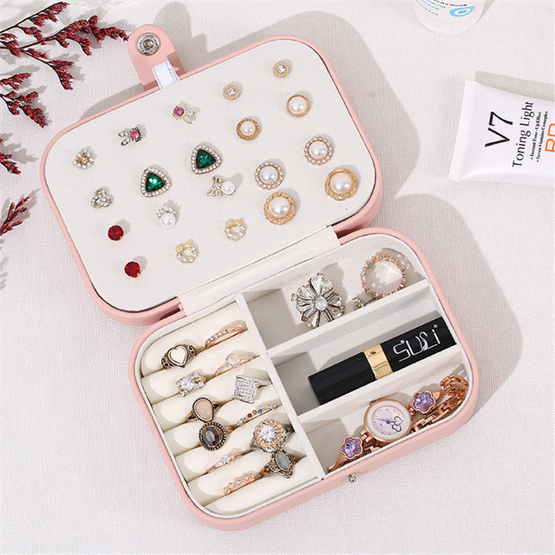 Travel Portable Anti Dust Three Layers Solid PU Leather Jewelry Box