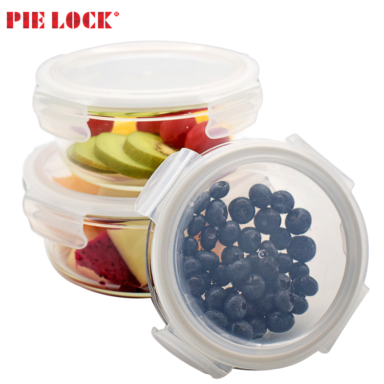High borosilicate glass meal prep containers Round glass food storage container