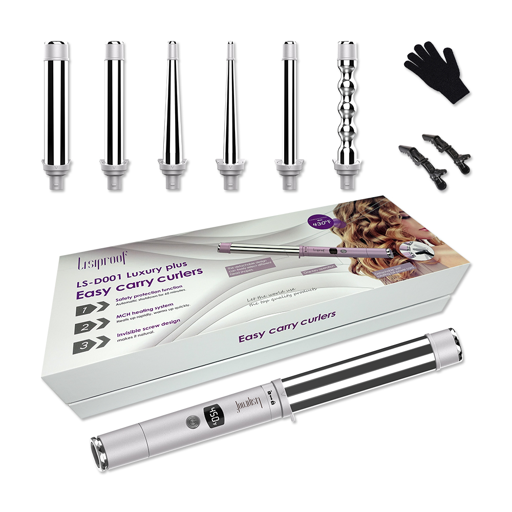 Lisiproof can easily carry curling iron LS-D001P Multi-type combination of large wave and small wave curling iron