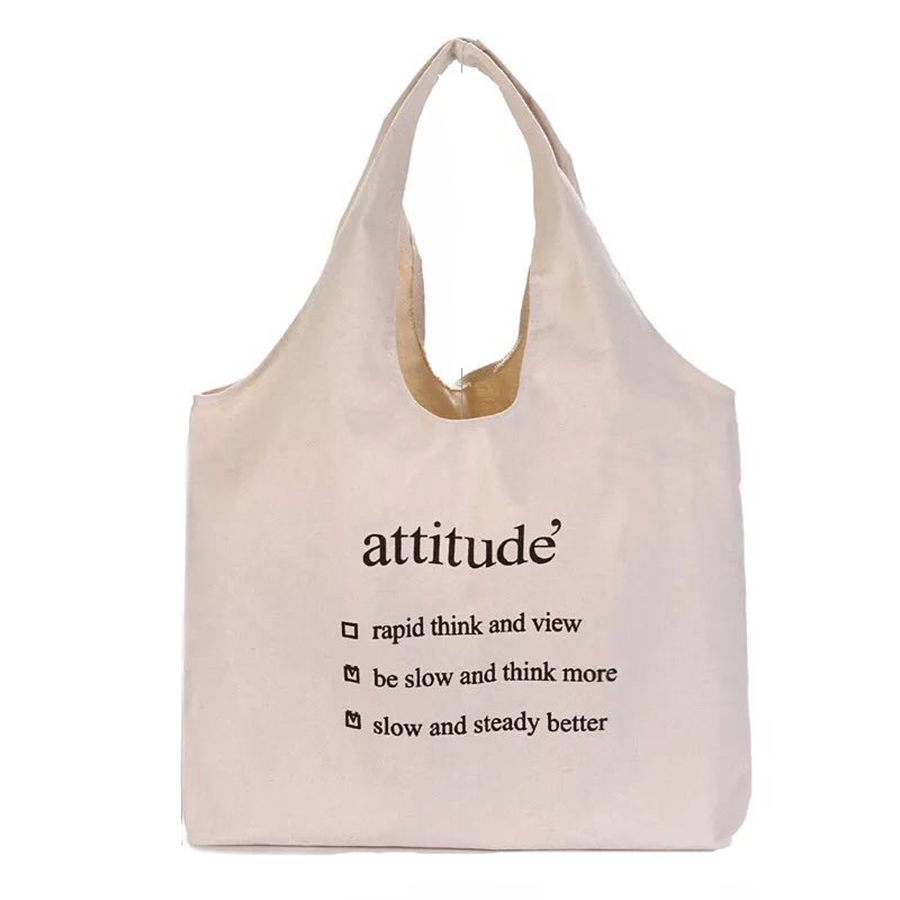 Fashion eco friendly printed logo handled cotton bag
