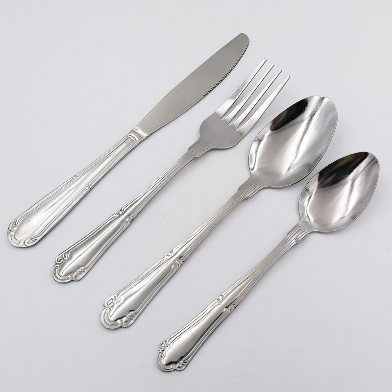 North American One Dollar Store Machine Polish Stainless Steeel Knife Fork And Spoon