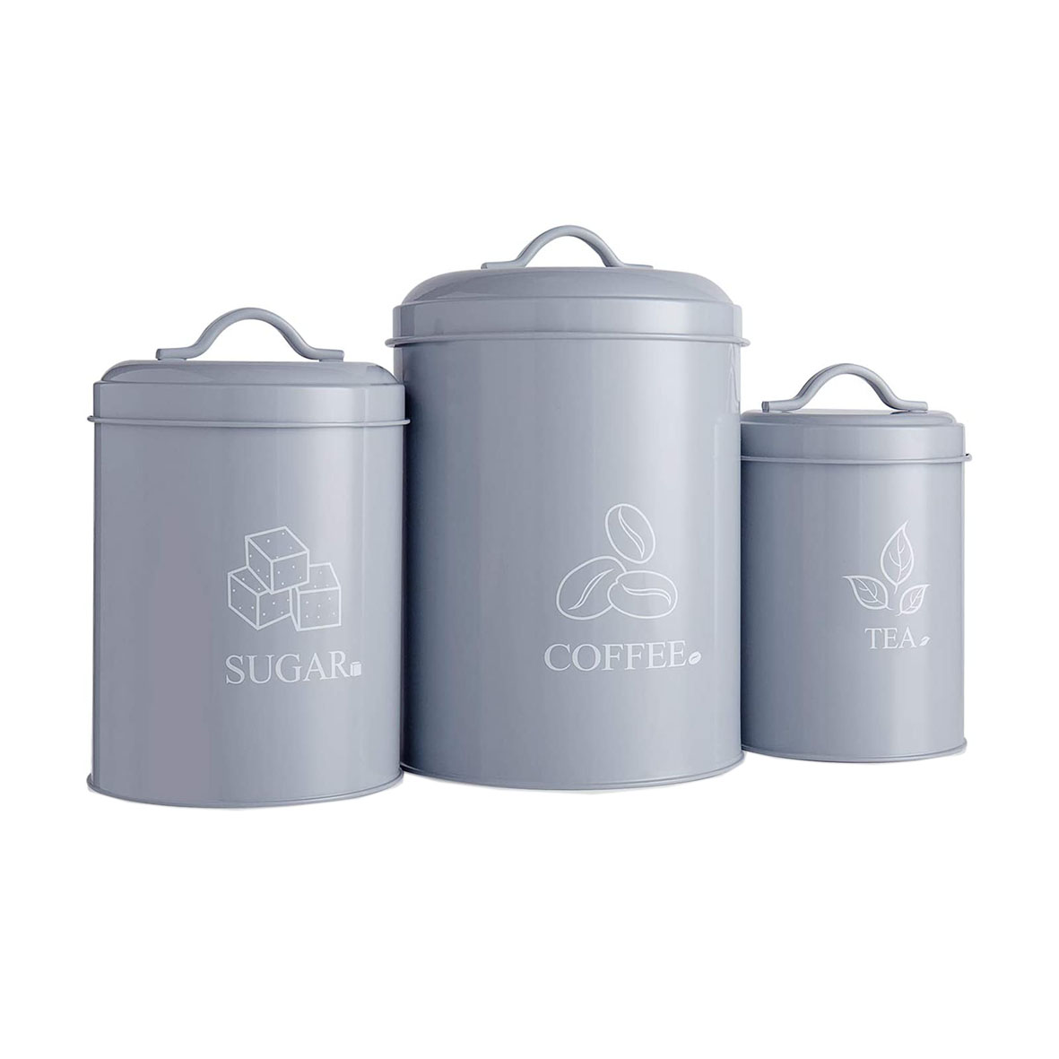 Metal kitchen storage canister set sugar coffee tea storage canister jar
