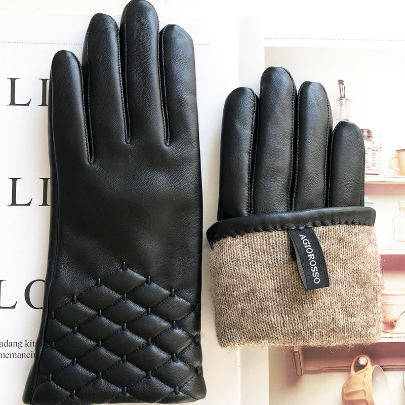 women's classical fashion sheepskin leather gloves