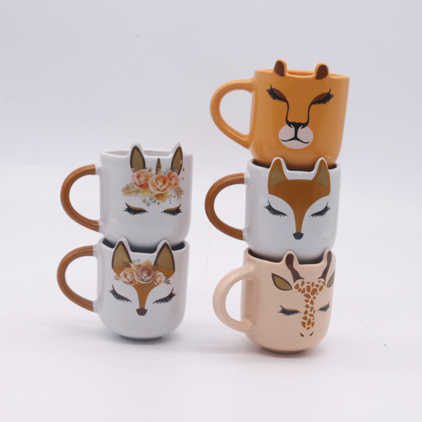 ZH-1974 cute animal face desige coffee cup 100cc