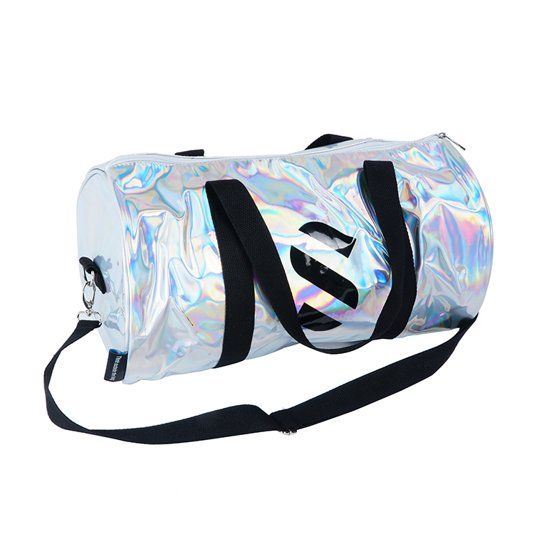 New product waterproof foldable travel sport iridescence PU duffle bag with hidden interior pocket