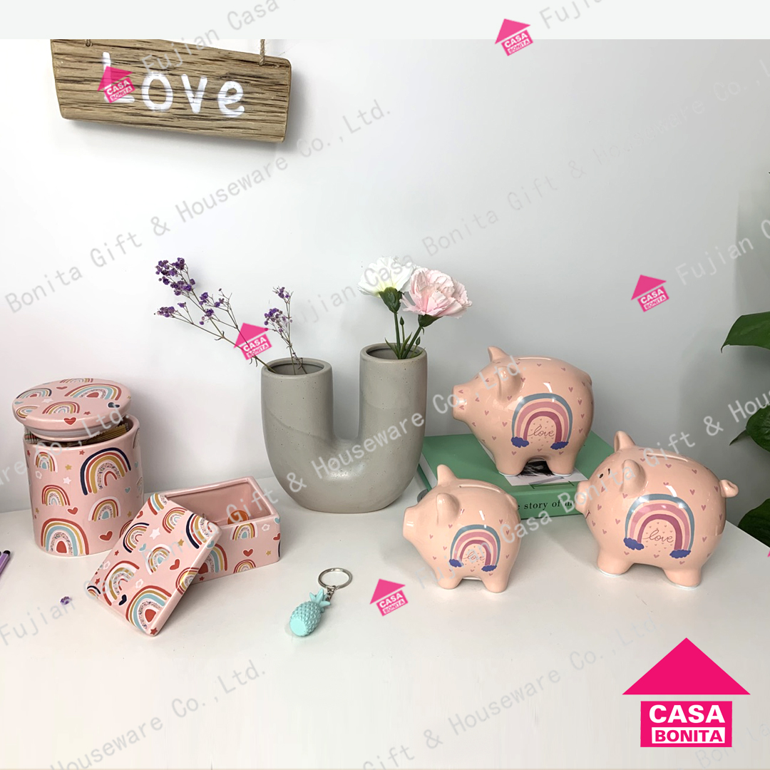 Ceramic gift piggy bank saving bank rainbow jewelry box vase candy box new arrivals hot seller