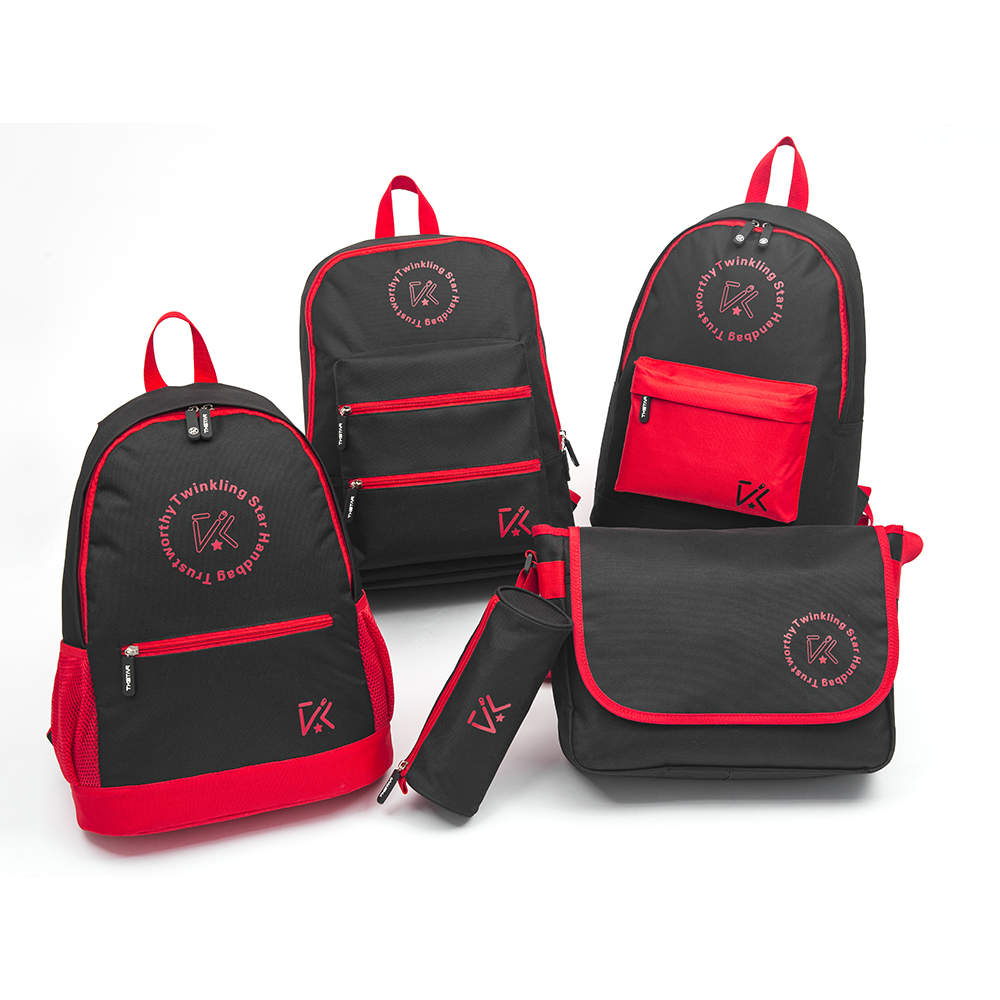 Black and red color eco-friendly backpack handbag crossbody bag pen case student bag series