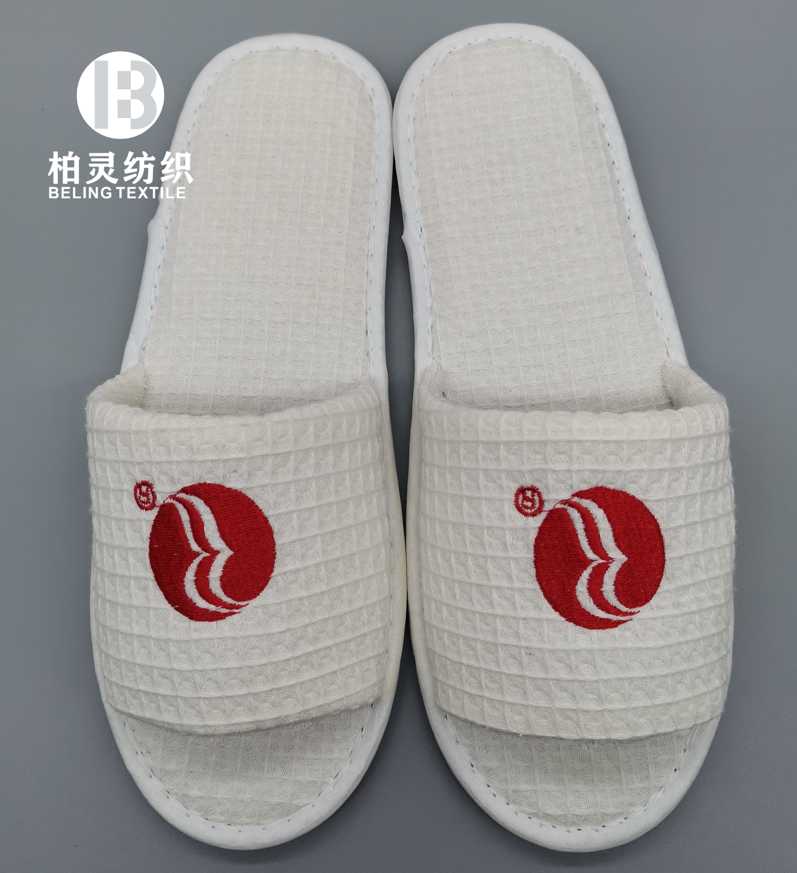 Customized Logo White Washable Hotel Guest Blank Disposable Waffle Slippers