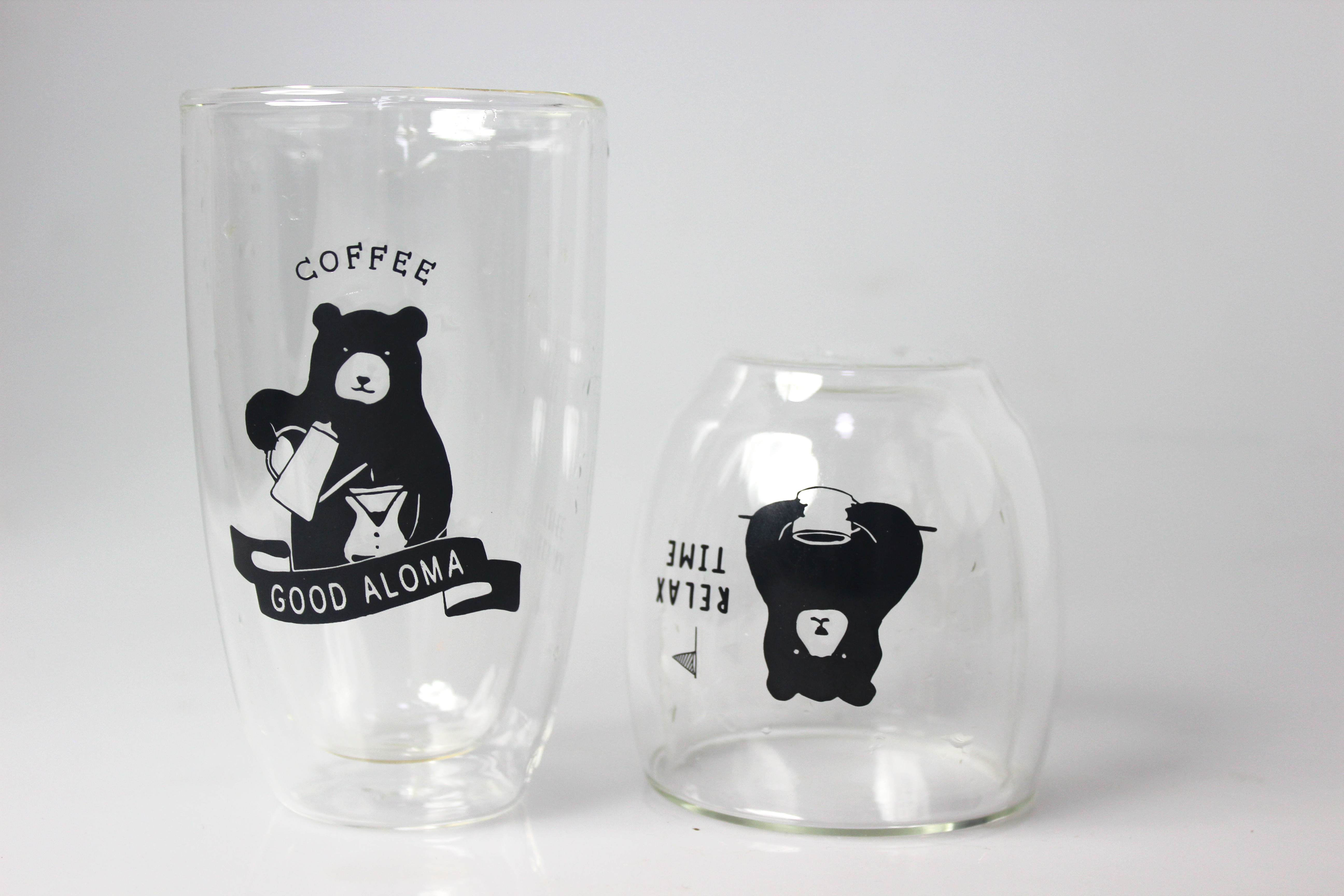250ML 350ML Double Wall Glass Tea Cup with Thick Bottom