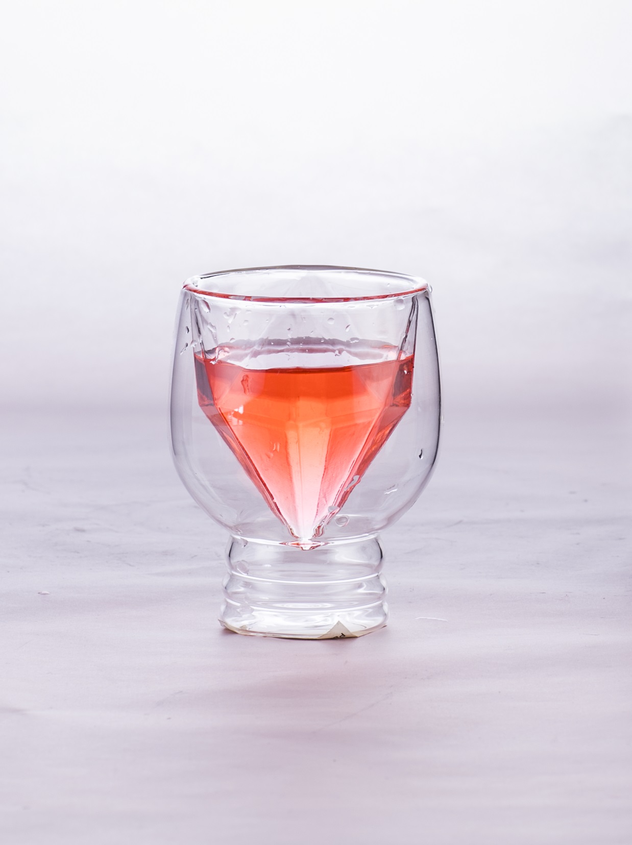 Best seller Inner Diamond Shape High borosilicate double wall glass coffee cup with dishwasher safe