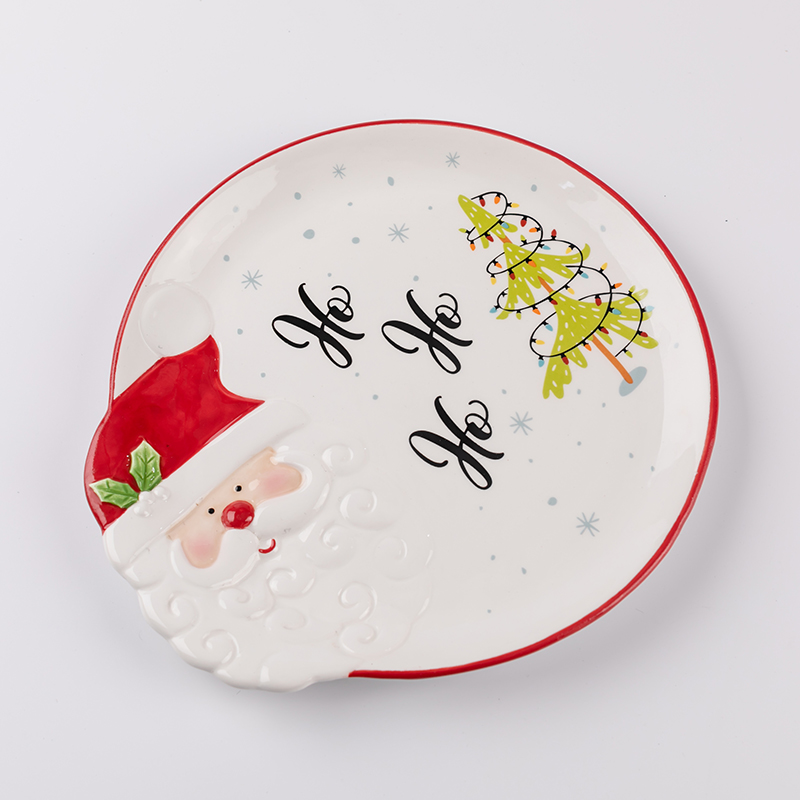 Ceramic Santa Serving Plate Salad Fruit Dish