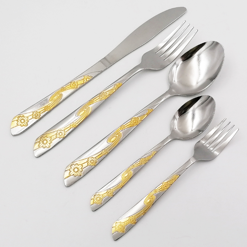 Hot selling the middle east gold-plated stainless steel cutlery
