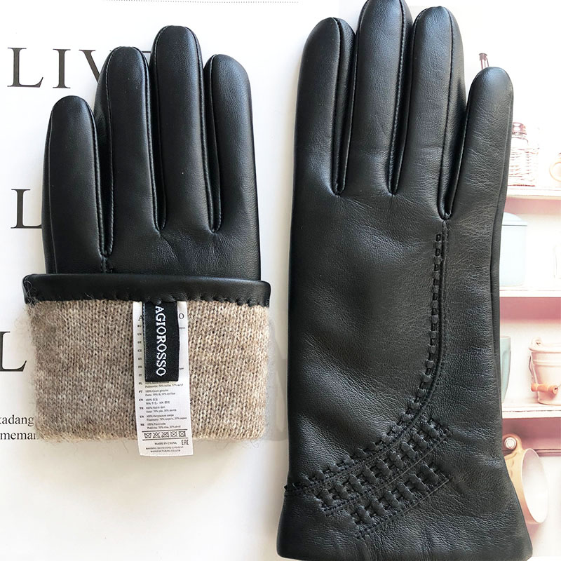 Women's classical fashion sheepskin leather gloves