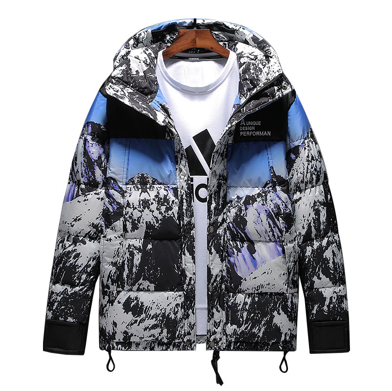 men's fashion pattern printed down jacket