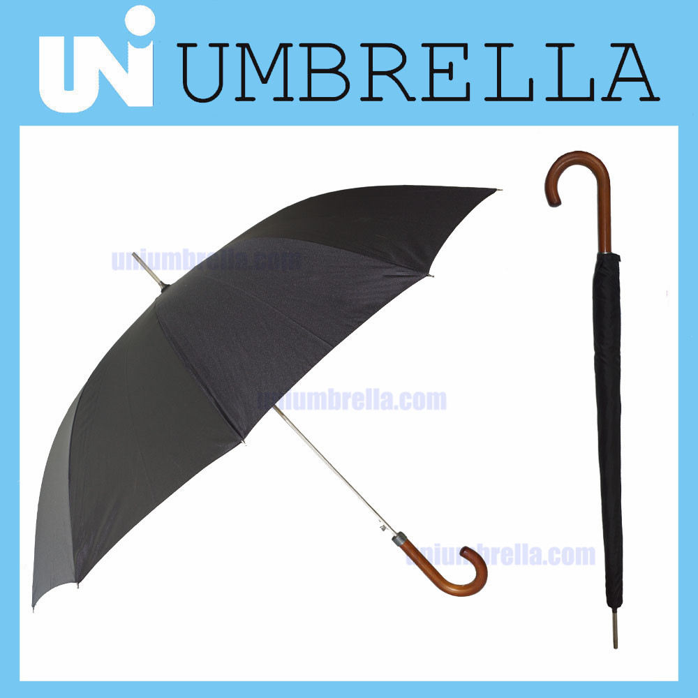 UNI 0111 windproof straight umbrella with wooden handle