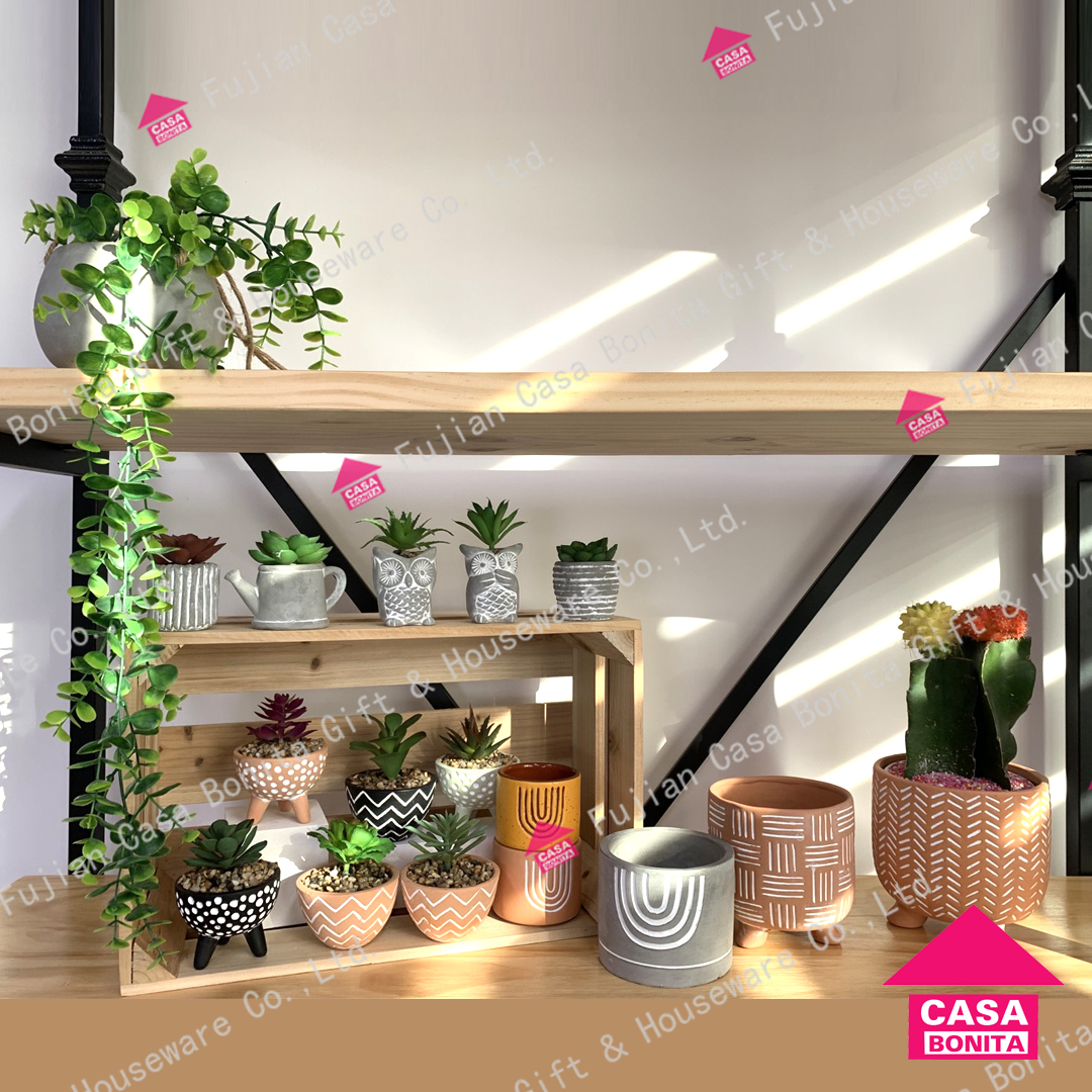 cement ceramic planter flower pot with artificial flower new arrivals hot seller