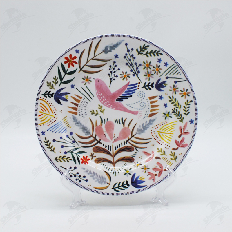 10.5" dinner plat with flower & bird design