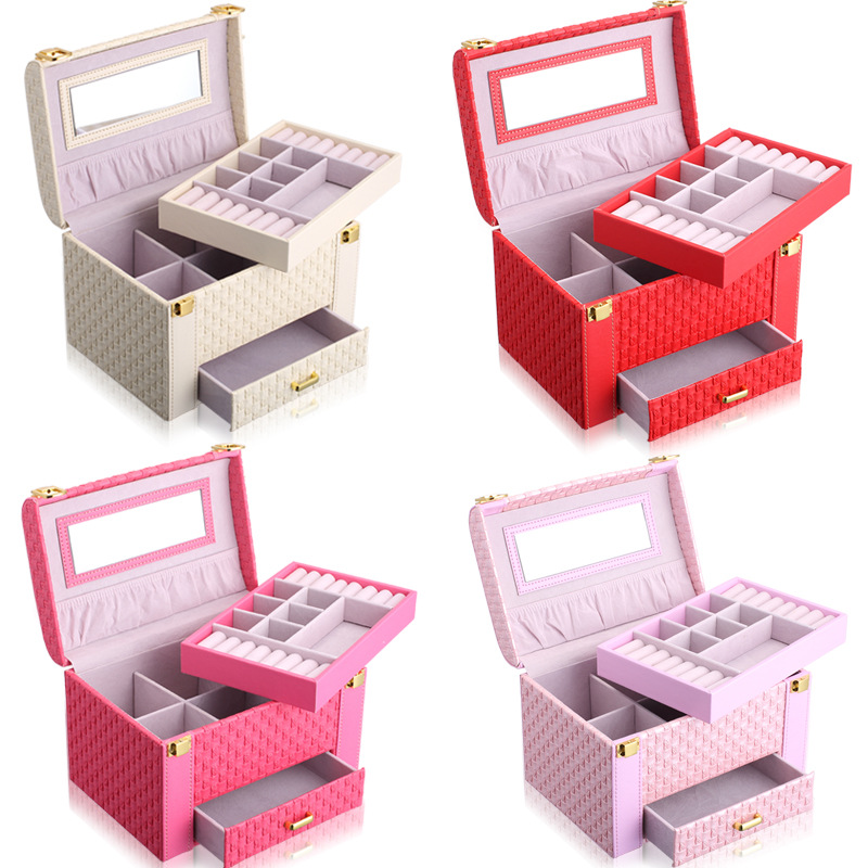 Fashionable Portable Jewelry Box Colorful Custom Logo New Style Leather Braided Jewelry Box