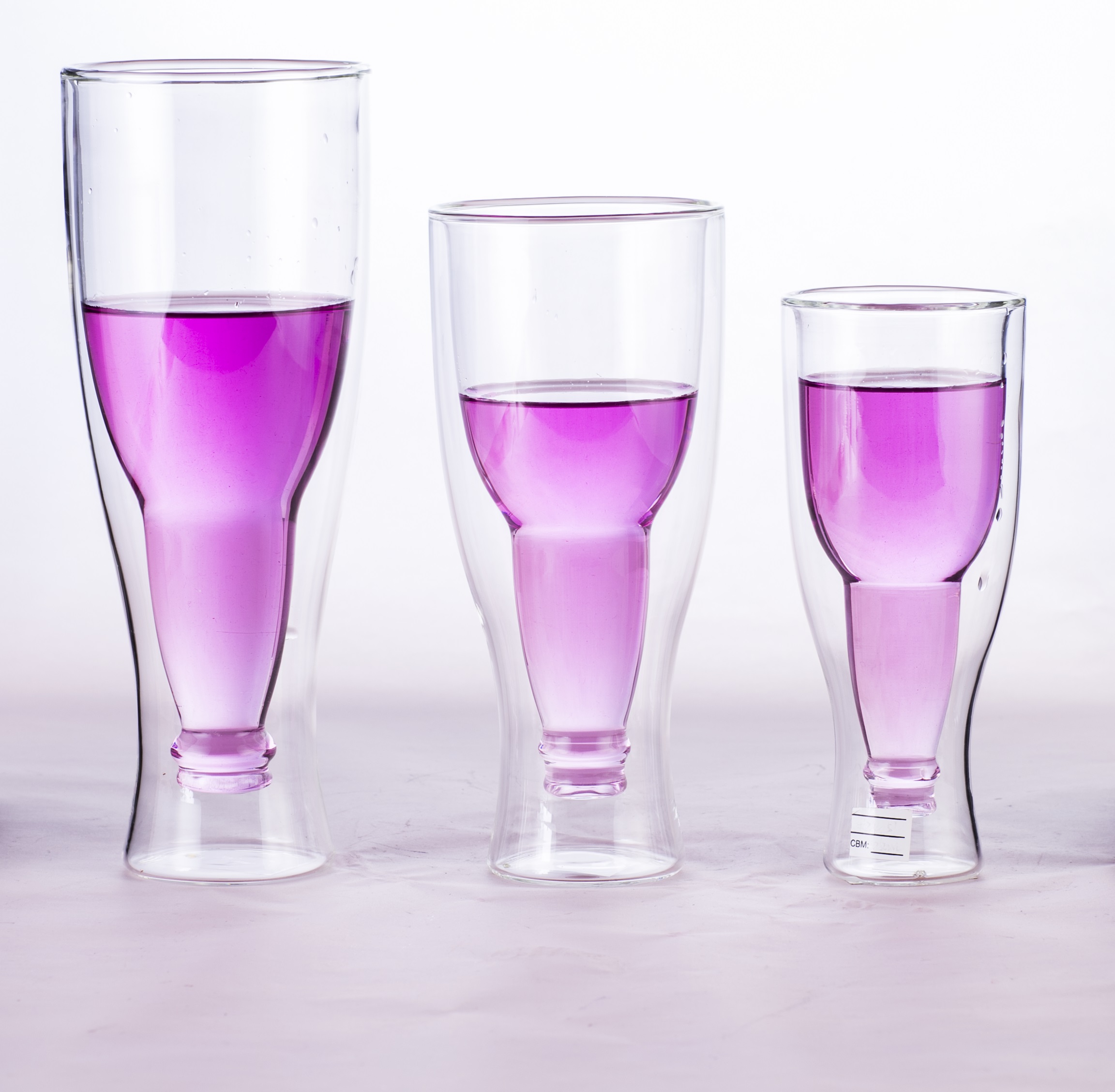 Best Seller high borosilicate double wall glass beet cup for home using with inner beer bottle shape Dishwasher Safe EU standard ODM OEM