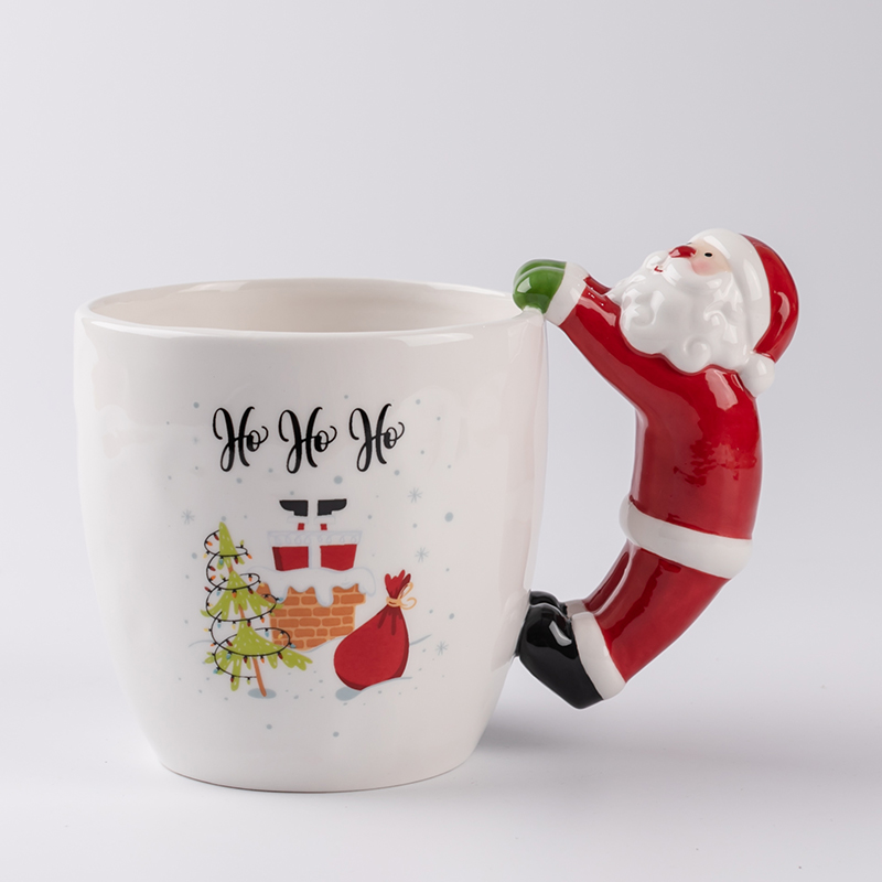 Ceramic Santa Clause Coffee Mug with HO HO HO Decal