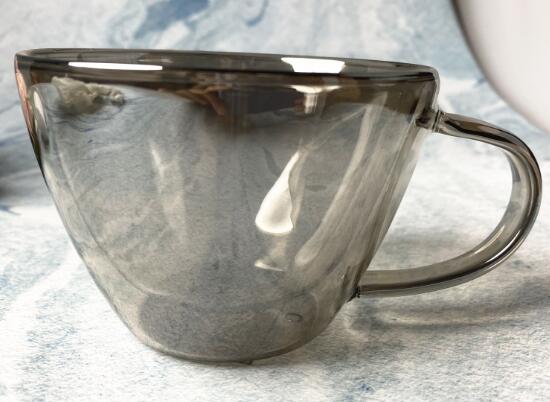 Cute design 300ml high borosilicate double wall glass Cappuccino cup for home decor with eletric plated EU standard ODM OEM