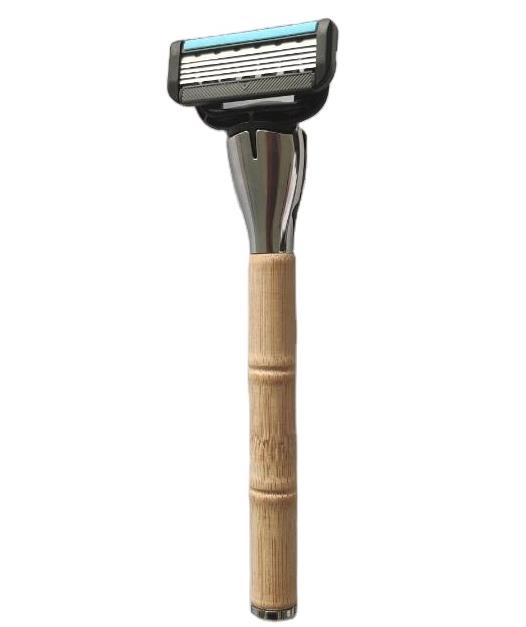 Shaving razor with bamboo handle
