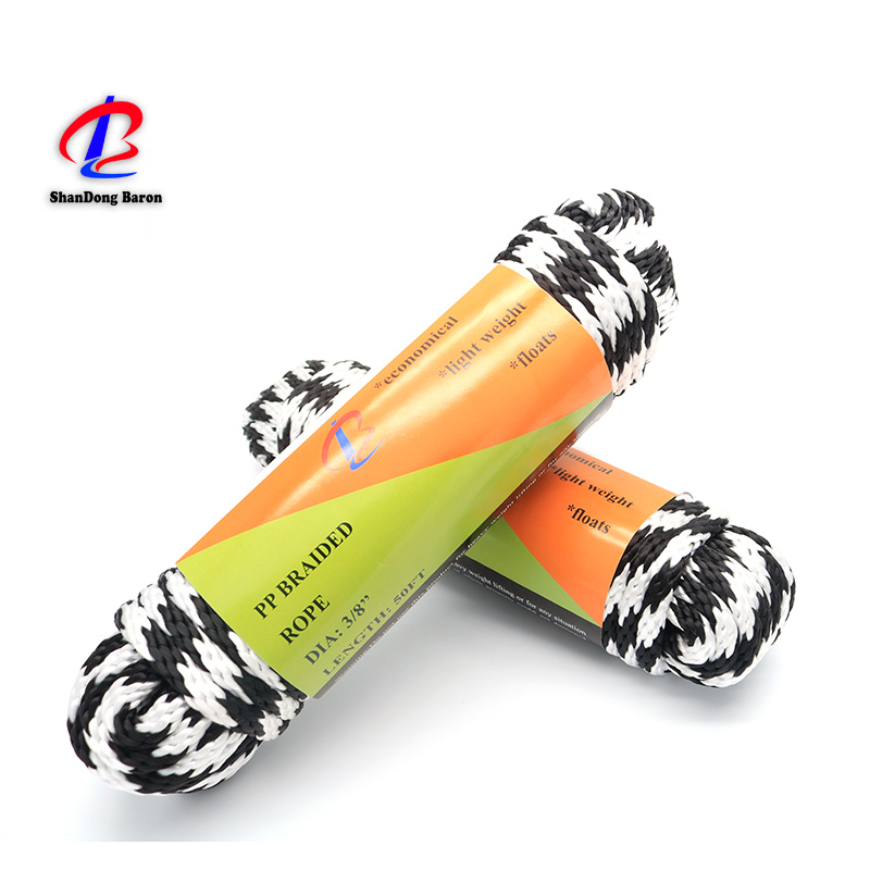 PP solid braided rope, white and black,12strand, 18 strand