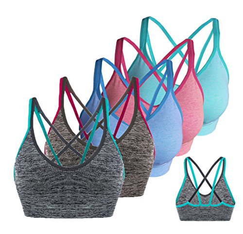 Women's Medium Support Cross Back Wirefree Removable Cups Yoga Sport Bra