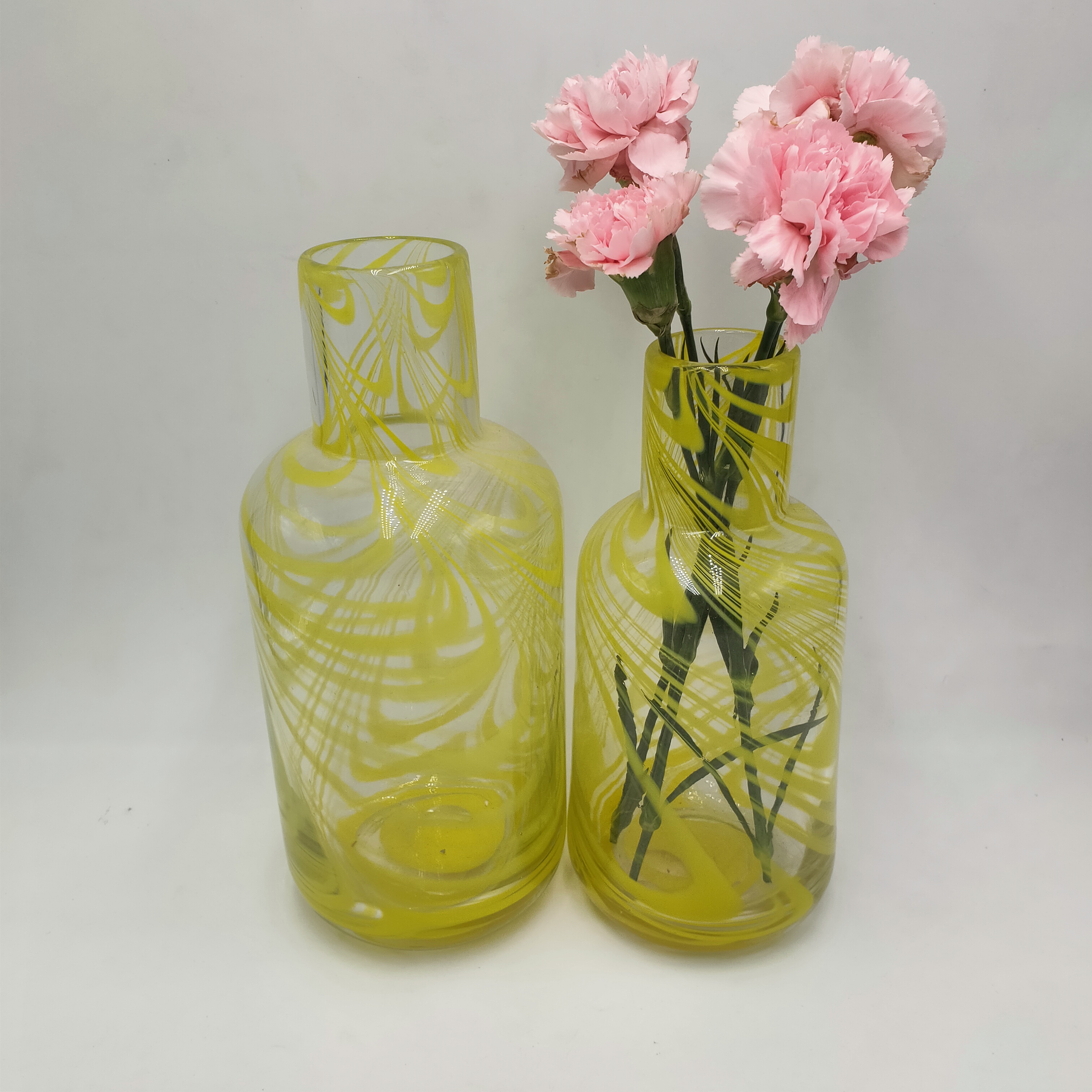 yellow glass flower vase handcraft glass vases