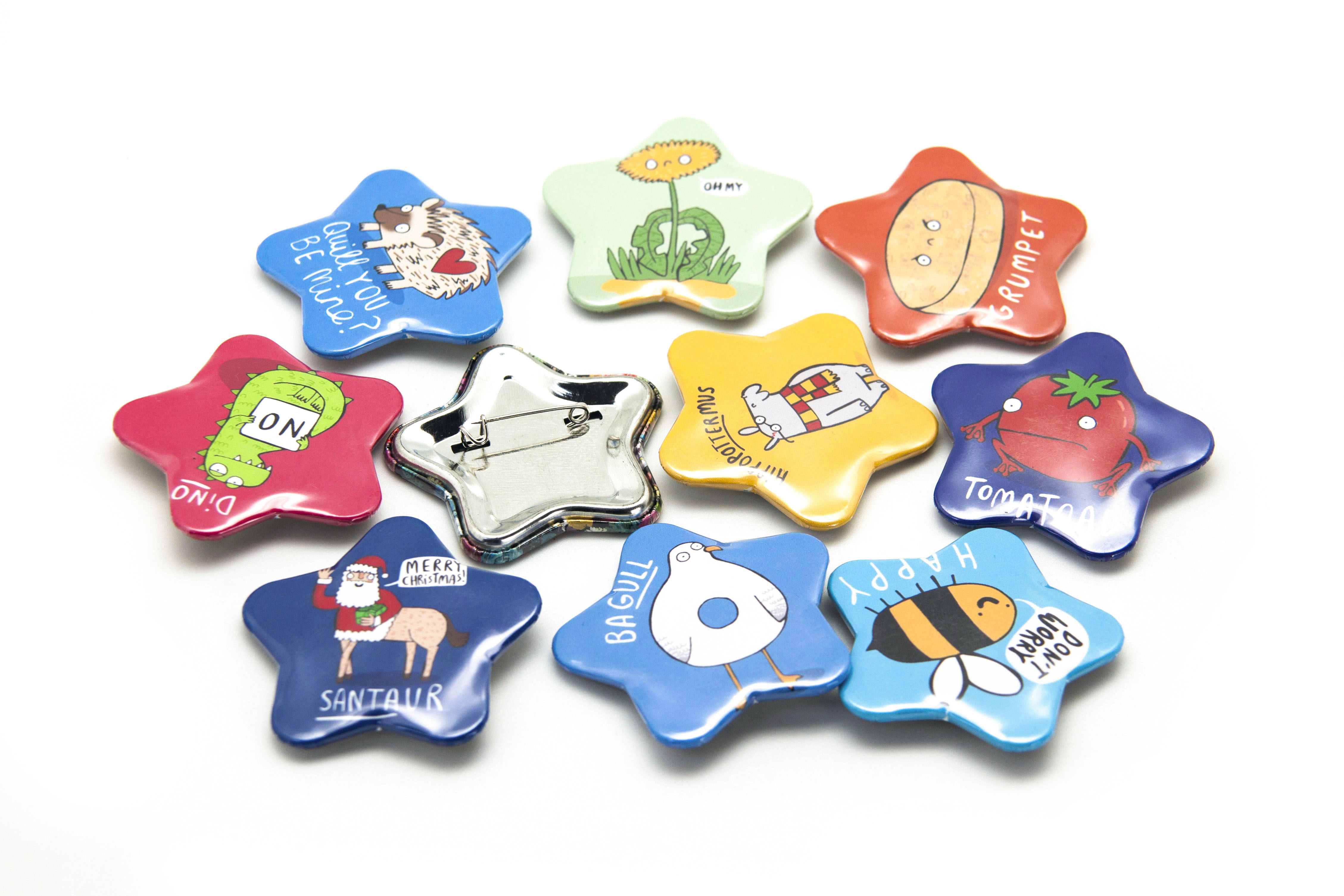 HOT SALE Star Shape Badge Making Machine Button Maker Kit + Star Paper Cutter + 1000pcs Star Pin Button Badge Supplies
