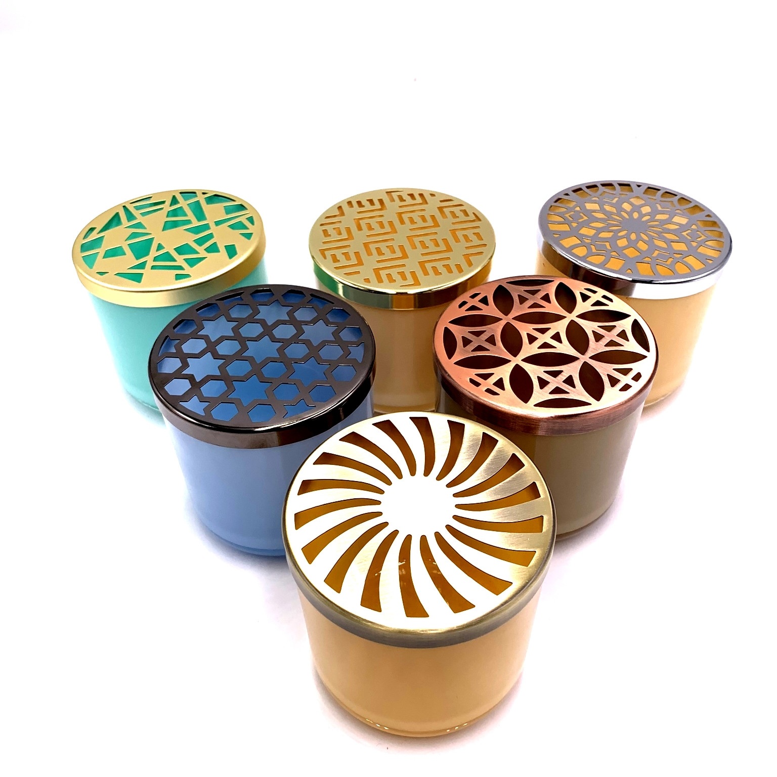 wax cup storage 10oz 8oz luxury colorful frosted luxury colored crystal candy jar with metal lid
