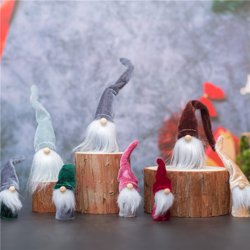 2021 new hanging wooden Christmas gnomes decoration handmade vevlet christmas tree pendant
