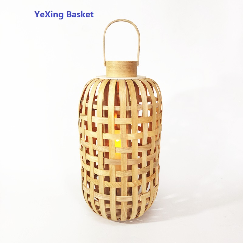 Wood bamboo rattan lantern for home and garden