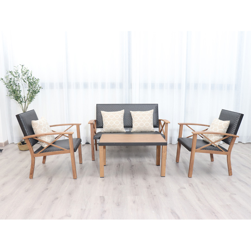 1 Outdoor leisure furniture Steel Wicker 4pcs Coffee Set