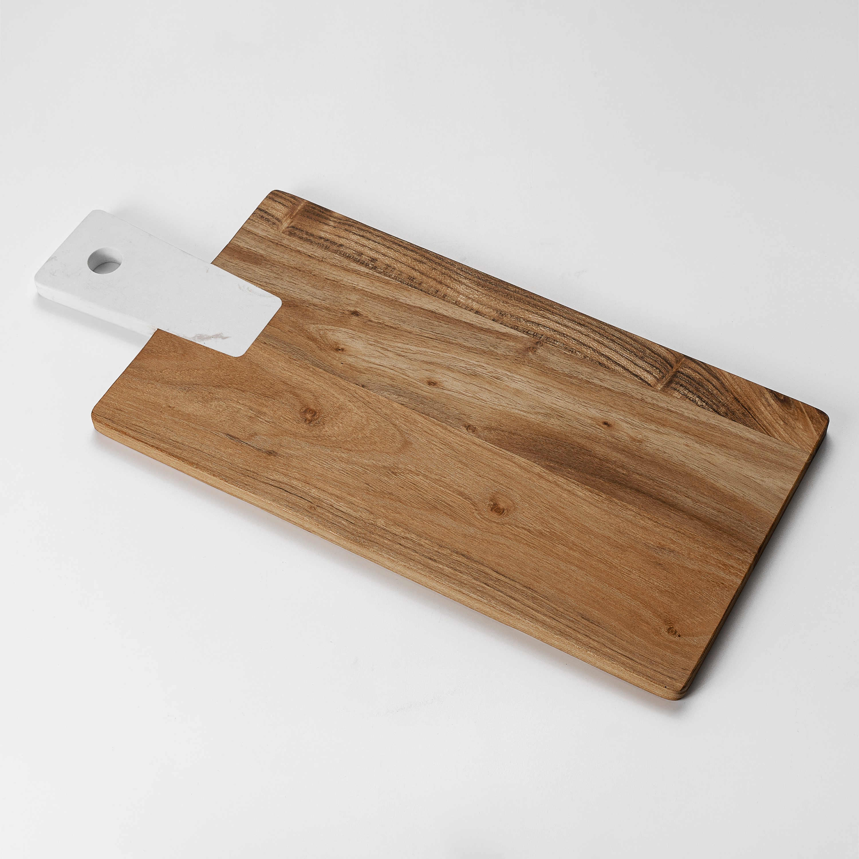 Cutting Board with Handle， Teakwood&Artificial Stone